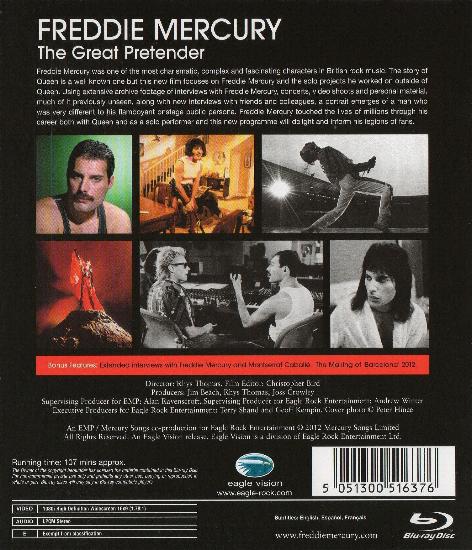 Freddie Mercury 'The Great Pretender' UK blu-ray back sleeve