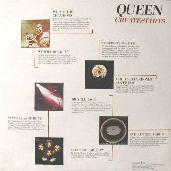 Queen 'Greatest Hits' UK LP inner sleeve