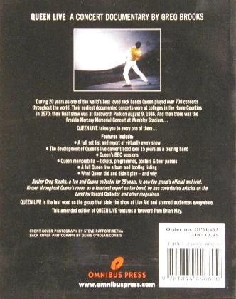 Queen 'Queen Live' reissue back sleeve